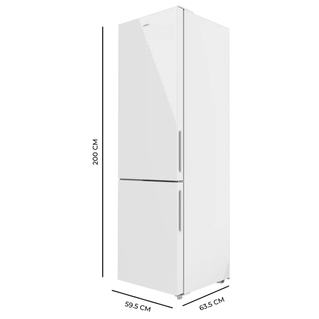 FRIGORIFICO COMBI CRISTAL BLANCO CECOTEC Glass white con 356 litros de capacidad, 200x60 cm clase E INVERTER Total No Frost
