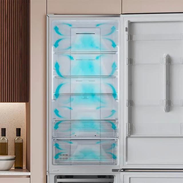 FRIGORIFICO COMBI CRISTAL BLANCO CECOTEC Glass white con 356 litros de capacidad, 200x60 cm clase E INVERTER Total No Frost