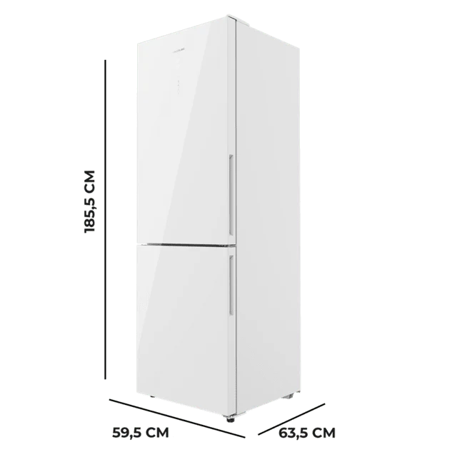 FRIGORIFICO COMBI CECOTEC CRISTAL BLANCO Glass White con 322 litros de capacidad, 186X60 cm clase D INVERTER Total No Frost