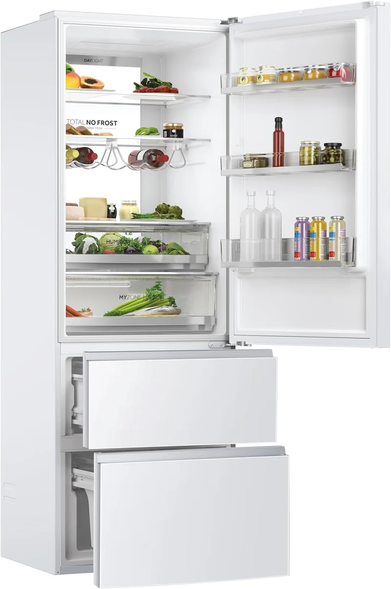 OFERTA FRIGORIFICO COMBI HAIER 3D NOFROST CRISTAL BLANCO 201 cm x 70 cm HTW7720DNGW