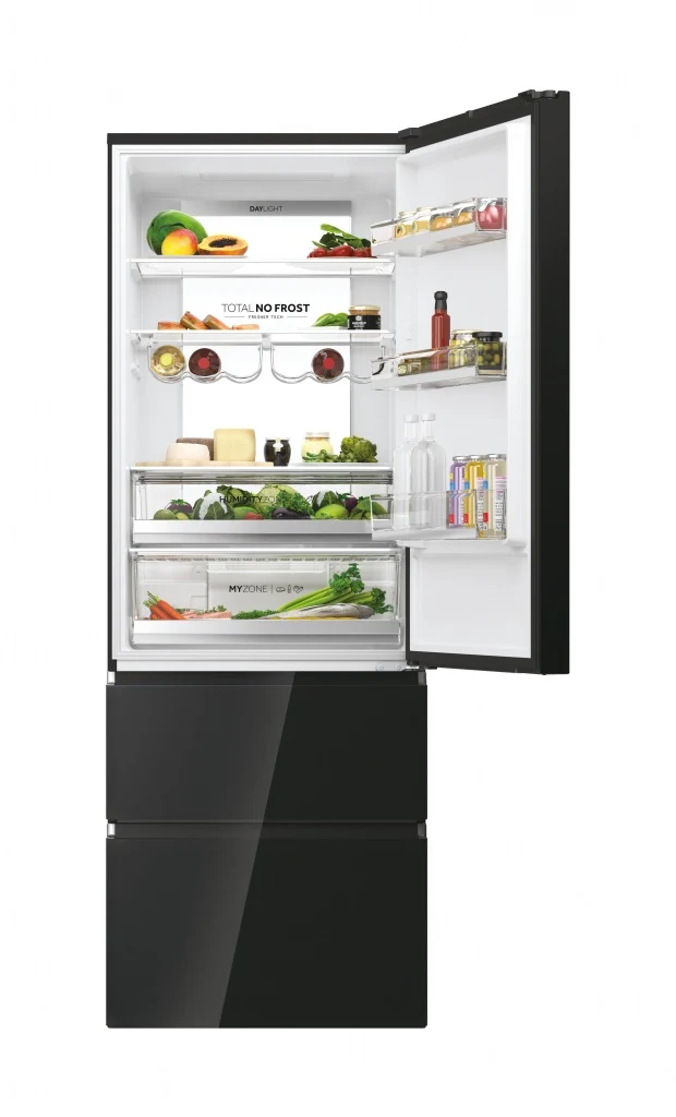 OFERTA FRIGORIFICO COMBI HAIER 3D NOFROST CRISTAL NEGRO 200,6 m x 70 cm HTW7720DNGB