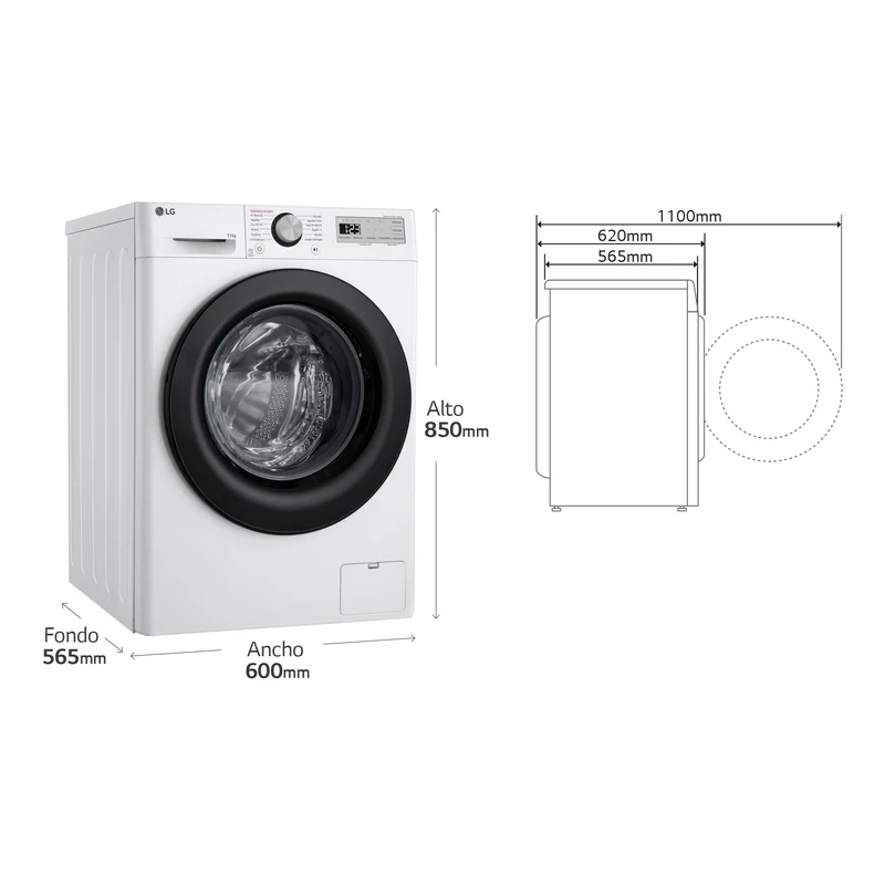 LAVADORA LG F4WR5011A6F 11KG 1400RPM Vapor,AI Direct Drive, Un 10% más eficiente que A, Serie 500