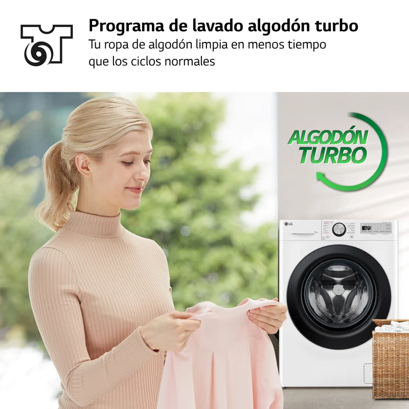 LAVADORA LG F4WR5011A6F 11KG 1400RPM Vapor,AI Direct Drive, Un 10% más eficiente que A, Serie 500