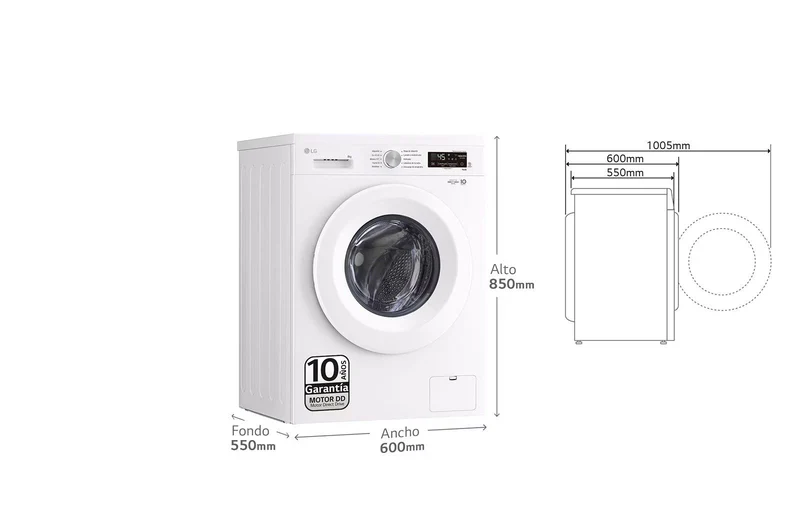LAVADORA LG F4X1008NWH, 8kg, 1400rpm, A TAPA EXTRAIBLE