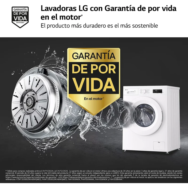 LAVADORA LG F4X1008NWH, 8kg, 1400rpm, A TAPA EXTRAIBLE