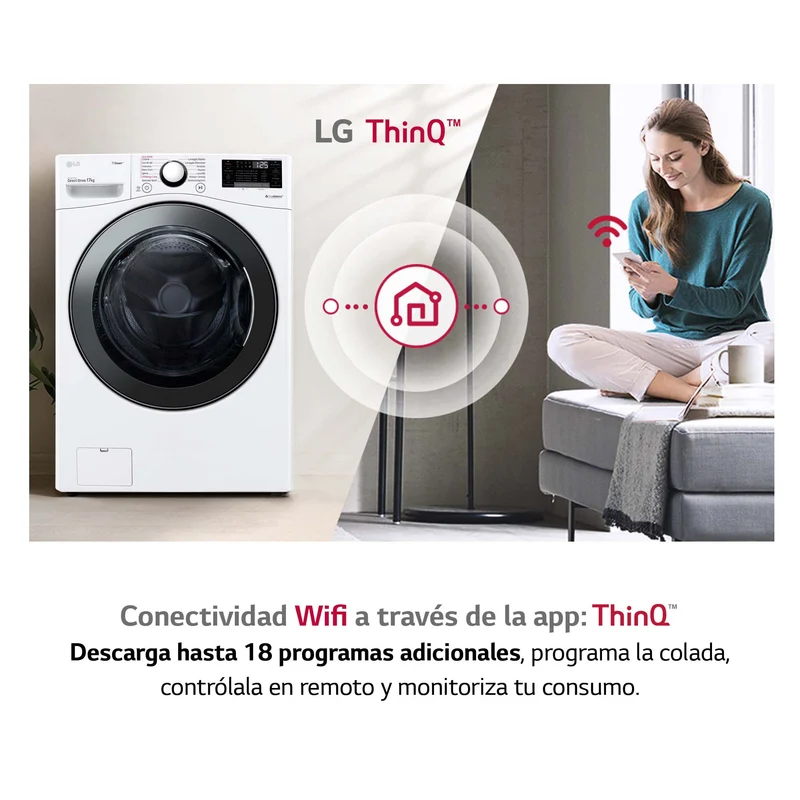 Lavadora LG F1P1CY2W , 17kg, 1200rpm, E,TURBOWASH STEAM Serie XXL