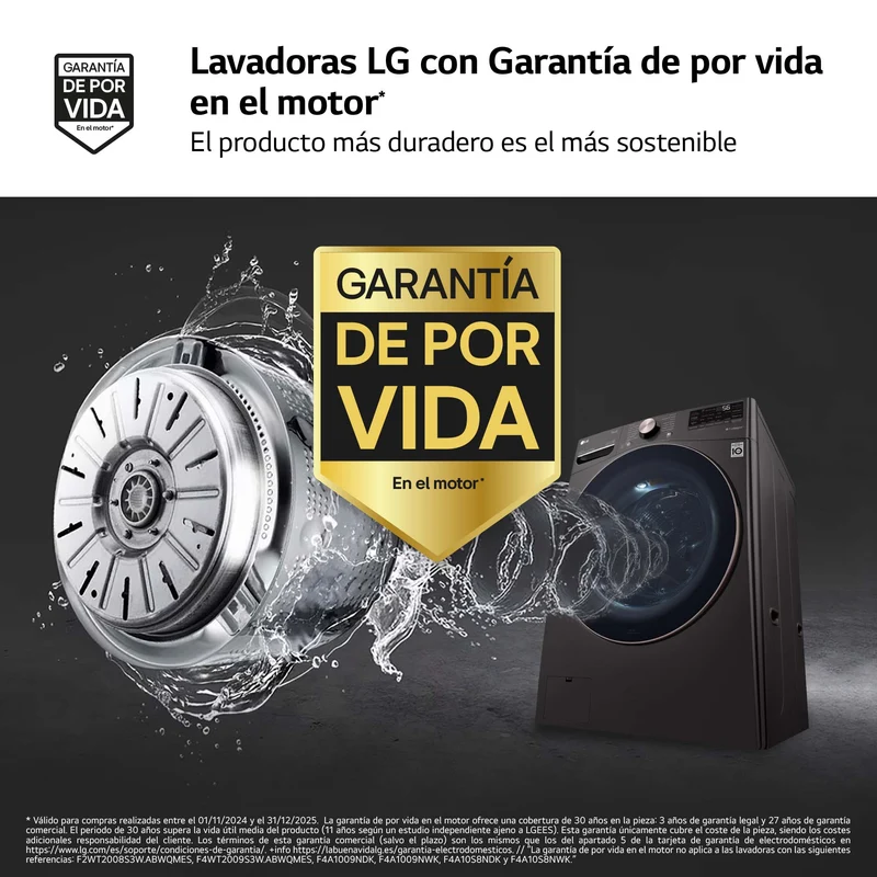 LAVADORA LG F0P3CYV2E 20KG 1000RPM INOX GRAFITO AIDD TW TurboWash 360º Serie XXL CLASE B