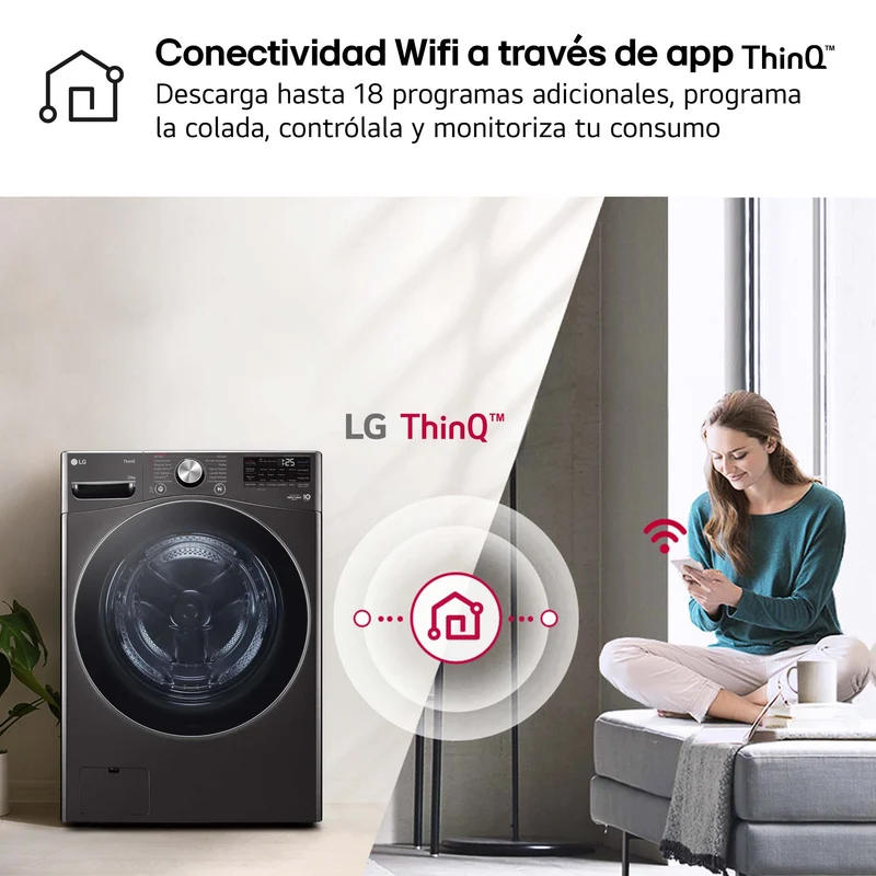 LAVADORA LG F0P3CYV2E 20KG 1000RPM INOX GRAFITO AIDD TW TurboWash 360º Serie XXL CLASE B
