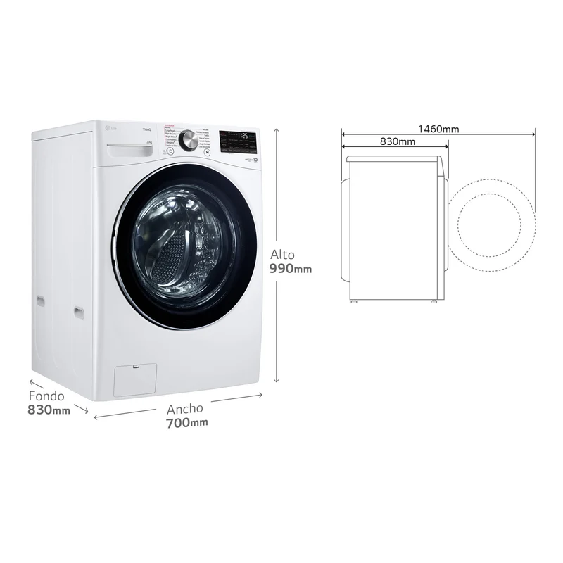 LAVADORA LG F0P3CYV2W 20KG 1000RPM TurboWash 360º Serie XXL CLASE B