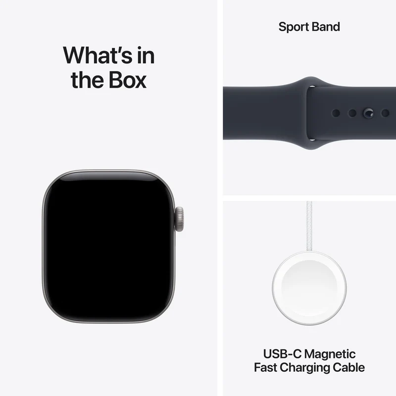Apple Watch Series 12 GPS 42mm Space Grey Aluminium Case Navy Blue Sport Band S/M