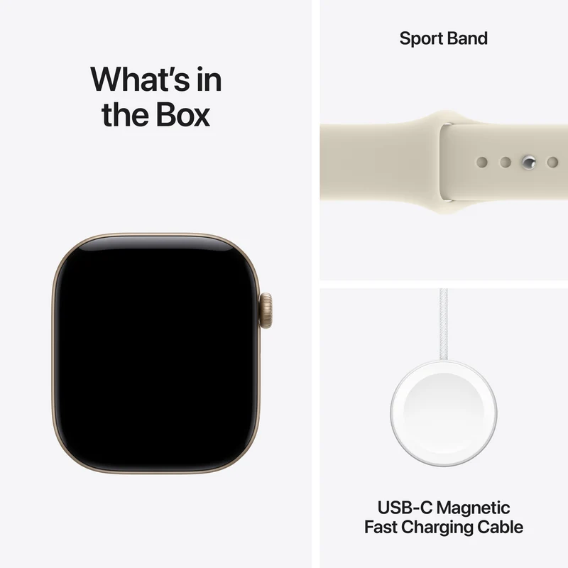 Apple Watch Series 12 GPS 46mm Light Gold Aluminium Case Sand Sport Band M/L