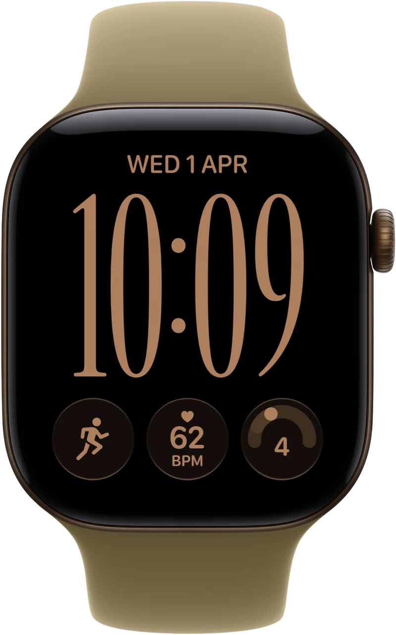 Apple Watch Series 12 GPS 46mm Dark Bronze Aluminium Case Olive Sport Band S/M