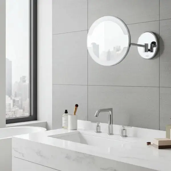 Espejo de Pared con Luz y Brazo Articulado GAMA HOTELS - Aumento 3x IP44