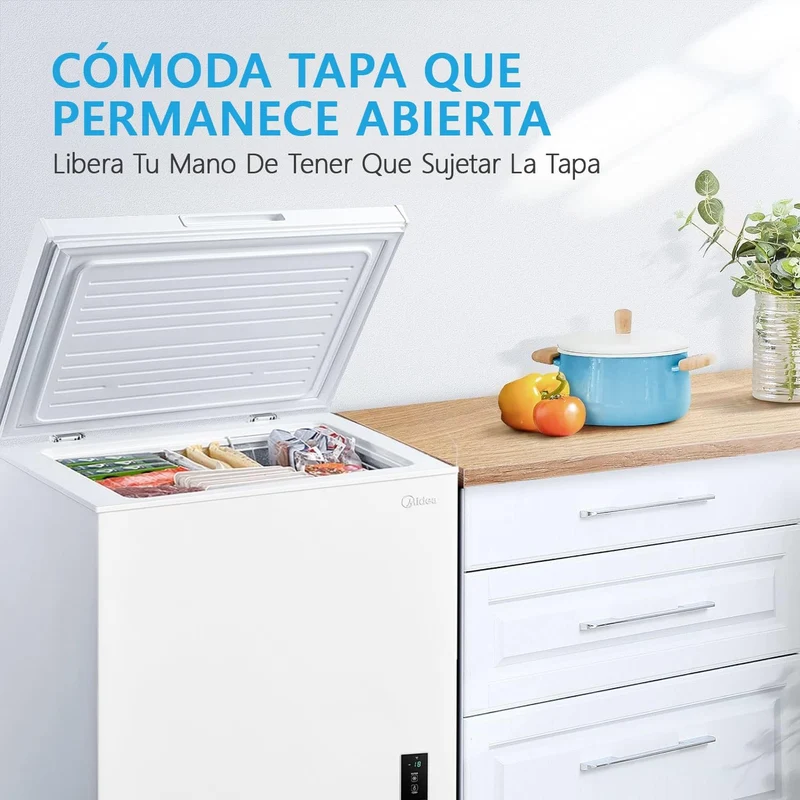 MIDEA Arcon Congelador Pequeño Horizontal de 198L, Motor Inverter, Silencioso 39dBA, Bajo Consumo, Blanco [Clase de eficiencia energética E]