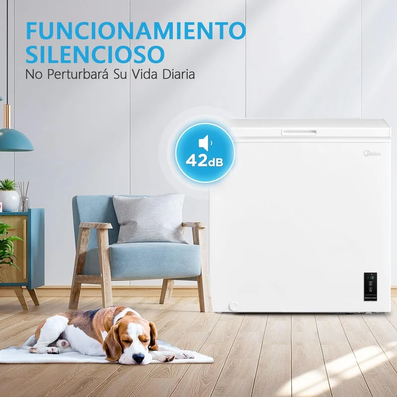 MIDEA Arcon Congelador Pequeño Horizontal de 198L, Motor Inverter, Silencioso 39dBA, Bajo Consumo, Blanco [Clase de eficiencia energética E]