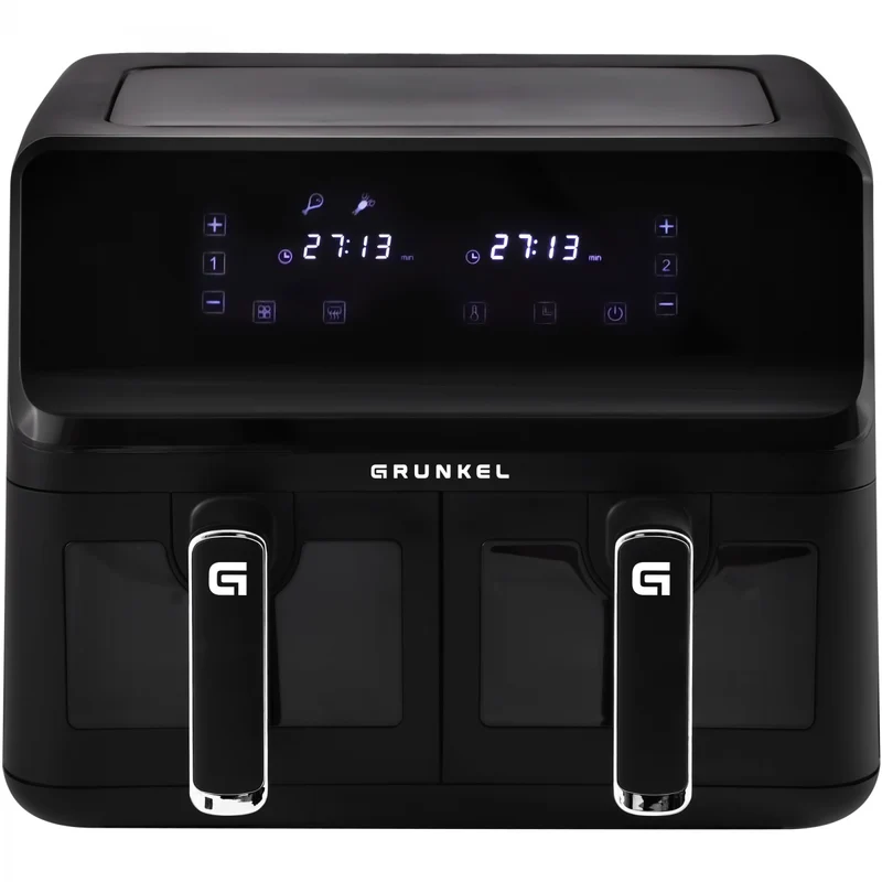 Grunkel - Freidora aire - Air Fryer - 8 programas y 2700W potencia DUAL TASTY FRYER. (2x4L, Doble)