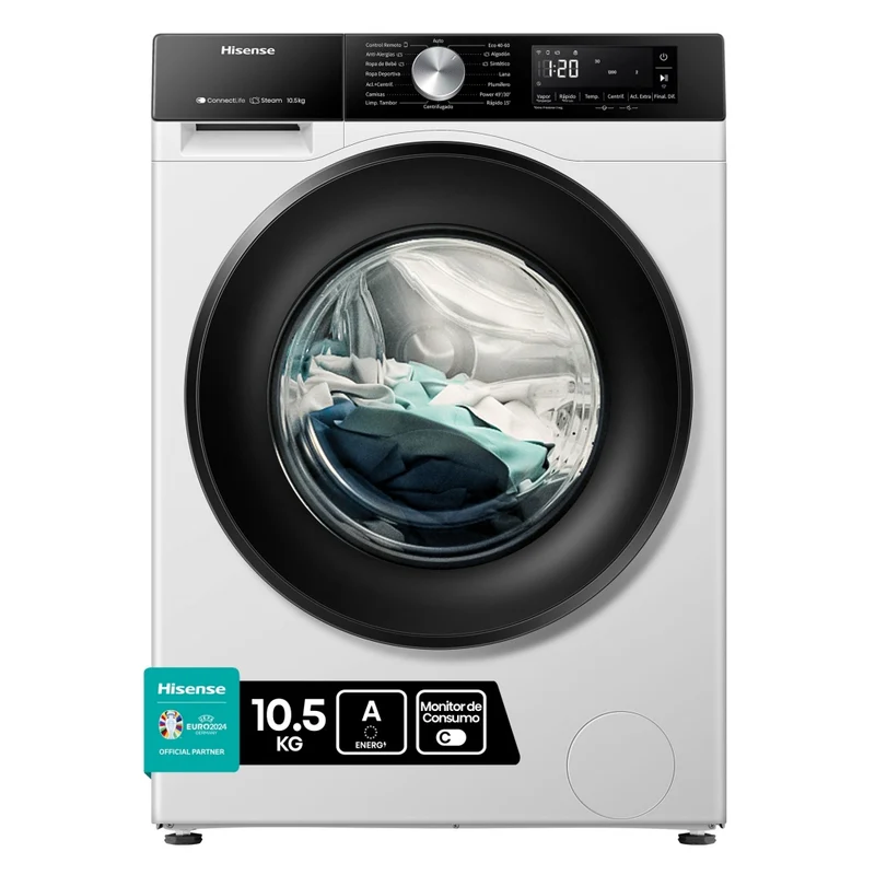 Lavadora Hisense WF3S1043BW3, 10.5kg, 1400rpm, A