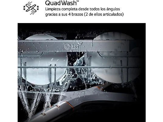 Lavavajillas - LG DF355FP, 14 servicios, 9 programas, 60 cm, LED táctil, Tercera bandeja, QuadWash™, Acero inoxidable