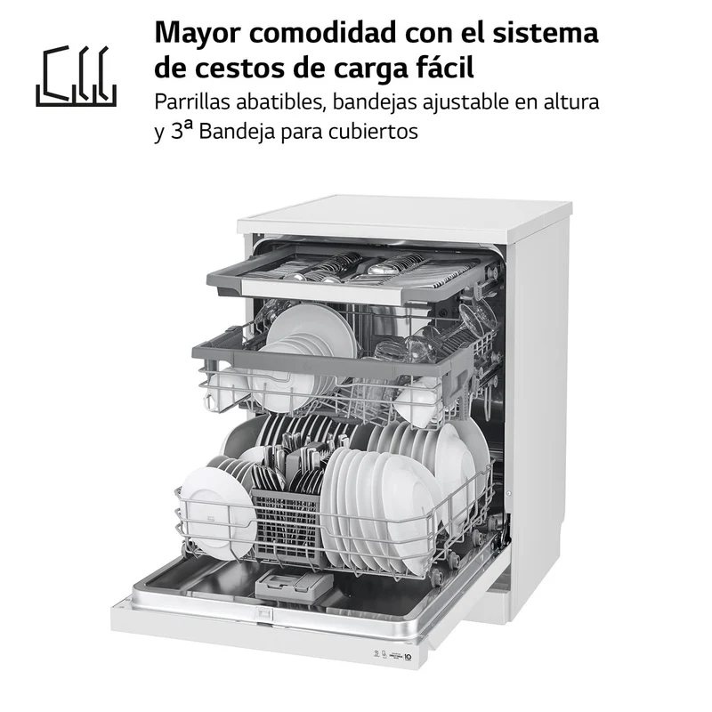 LAVAVAJILLAS LIBRE INSTALACIÓN BLANCO LG DF243FW 3º BANDEJA 60CM