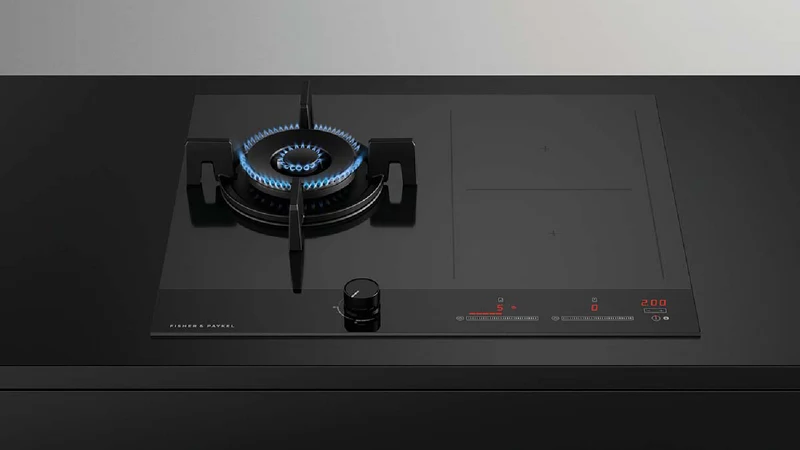 Fisher & Paykel 60cm Series 9 1 Burner + 2 Zone Hybrid Cooktop, 2 SmartZones, Natural Gas