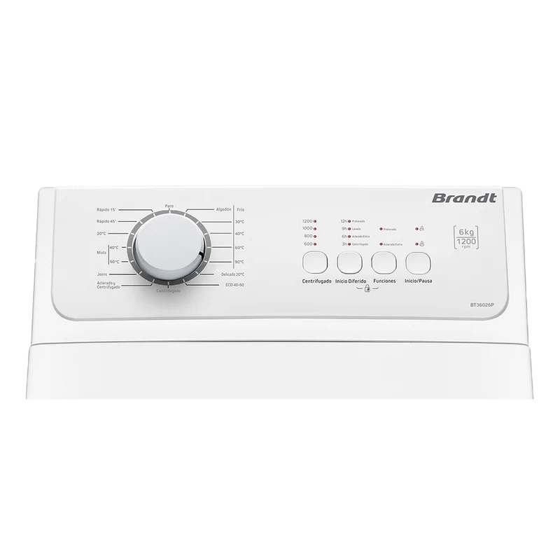 Lavadora carga superior Brandt 6 kg / 1.200 rpm - BT36026P CLASE C