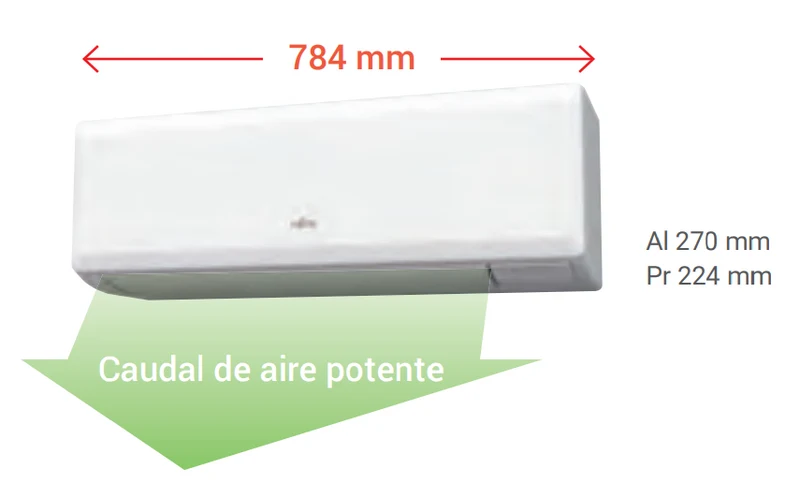 Aire acondicionado Split 1x1 Fujitsu ASY35-KP, 2.924 kcal/h frío / 3.440 kcal/h calor, R32, A++ /A+.