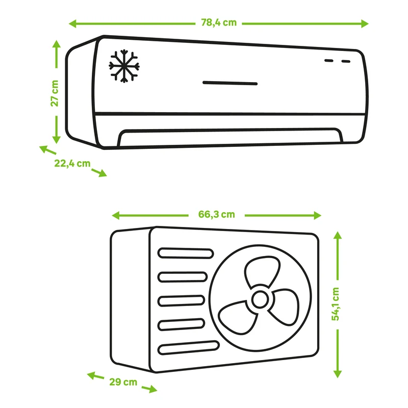 Aire acondicionado Split 1x1 Fujitsu ASY35-KP, 2.924 kcal/h frío / 3.440 kcal/h calor, R32, A++ /A+.