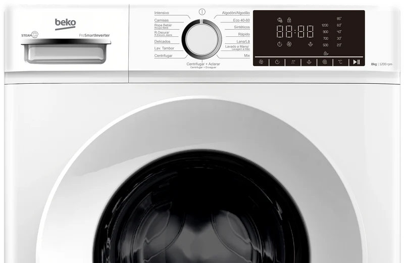 Lavadora Beko B1XW862WSPT - 8 kg, 1200 rpm, Clase A, Blanco INVERTER