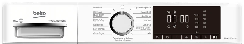 Lavadora Beko B1XW862WSPT - 8 kg, 1200 rpm, Clase A, Blanco INVERTER