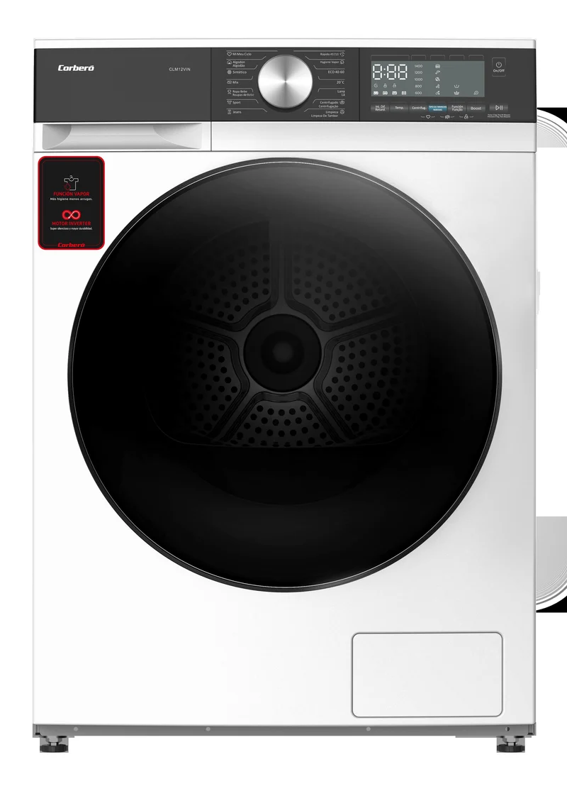 Lavadora Corbero CLM12VIN, 12kg, 1400rpm, A, Vapor