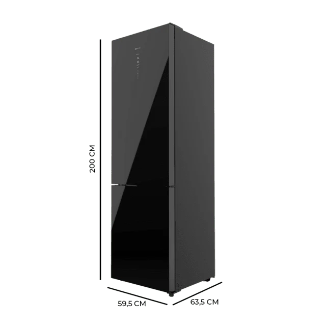 FRIGORIFICO COMBI CRISTAL NEGRO CECOTEC Black Glass con 356 litros de capacidad, 200x60 cm clase D INVERTER Total No Frost