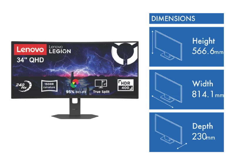 Lenovo Legion 34W-2c 34" WQHD Curved Gaming Monitor
