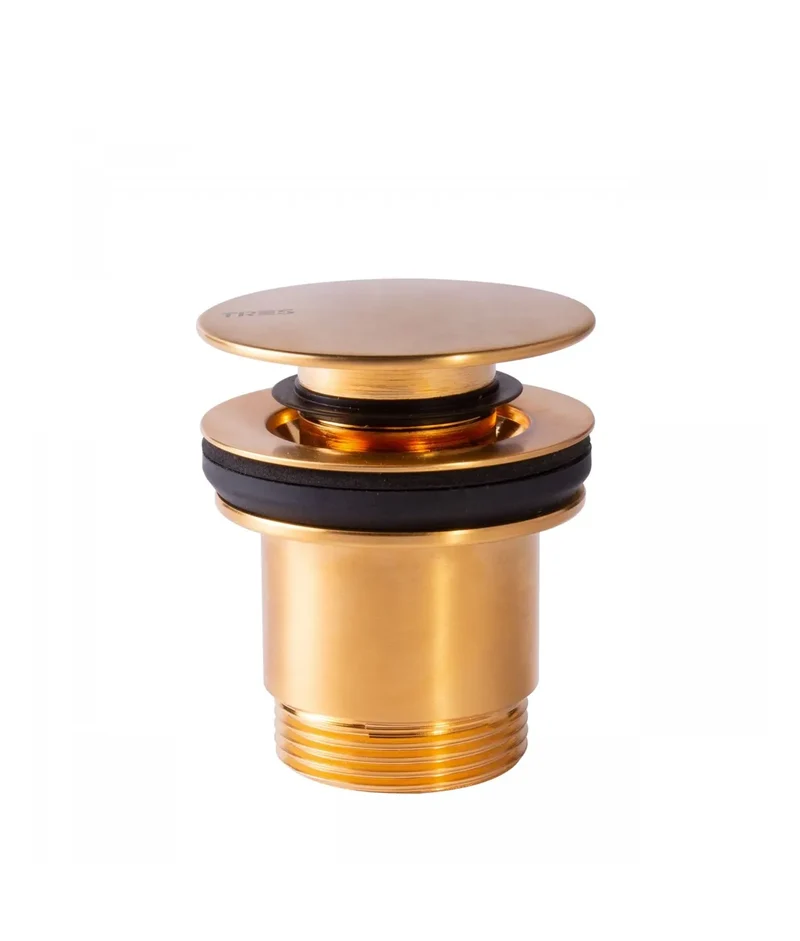 Válvula de desagüe para lavabo con acabado oro mate TRES