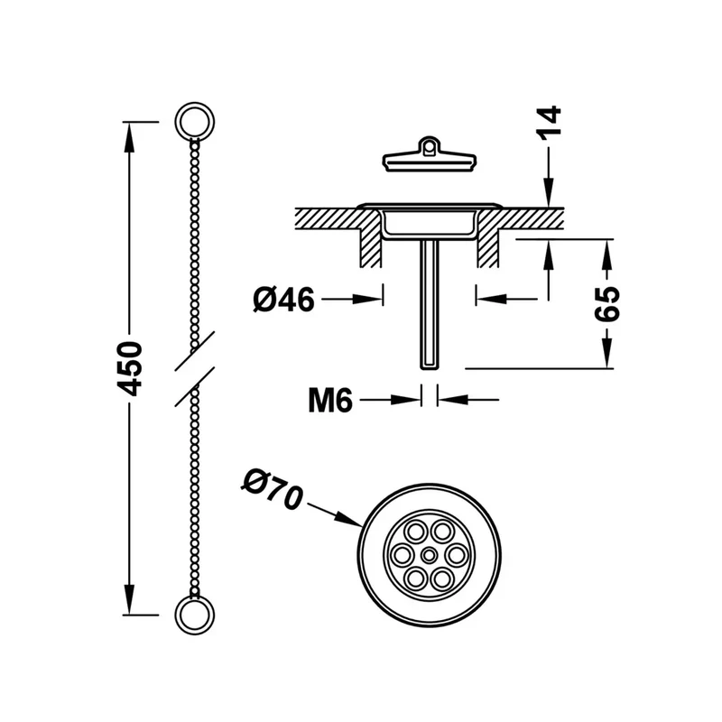 TRES 03474601LM tapón y platillo para baño o cocina fabricado de latón con acabado en color latón viejo mate TRES