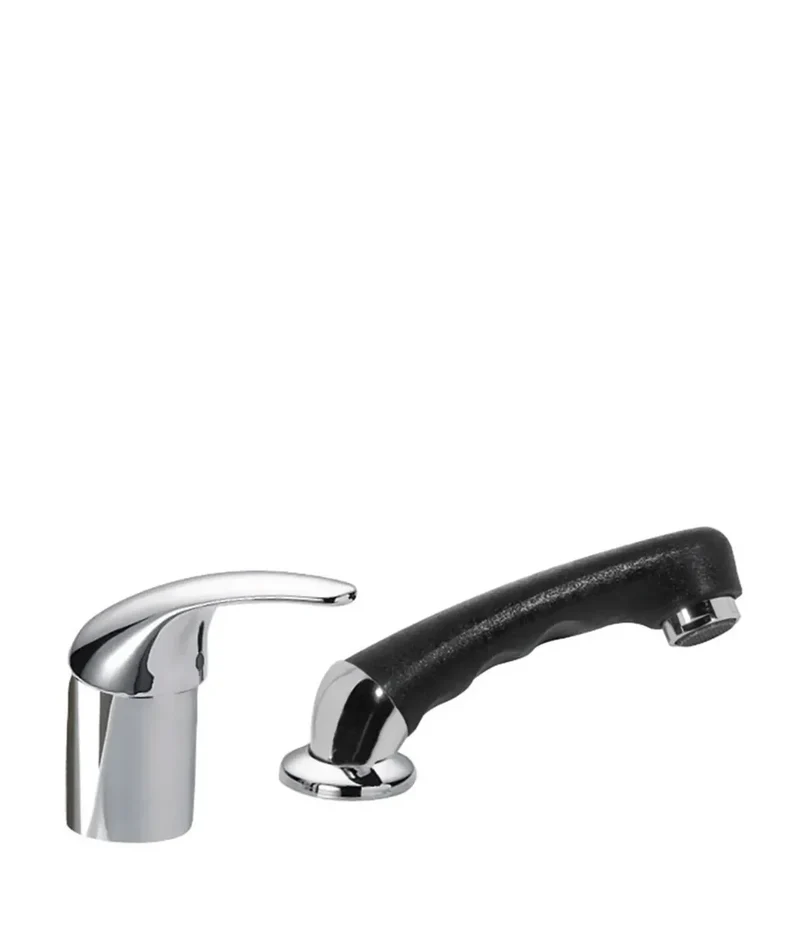 TRES 172450 Grifo monomando para peluquería con maneta y caño de agua separados fabricado en latón cromado y negro Especial
