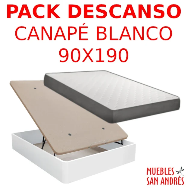 PACK DESCANSO CANAPÉ 90x190 | BLANCO