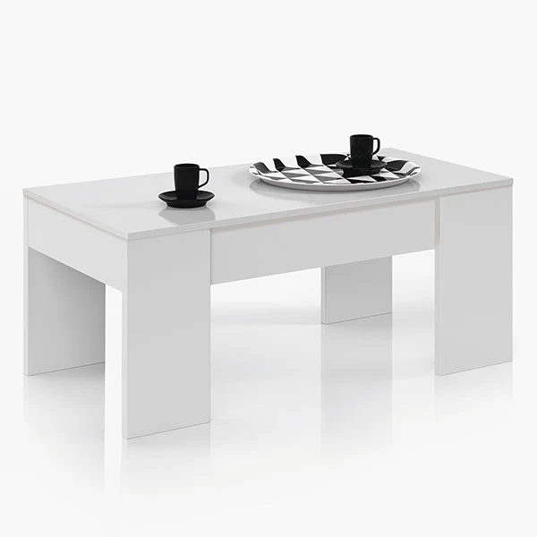 MESA CENTRO ELEVABLE "LOW" - BLANCO MATE || [MONTAJE INCLUIDO]