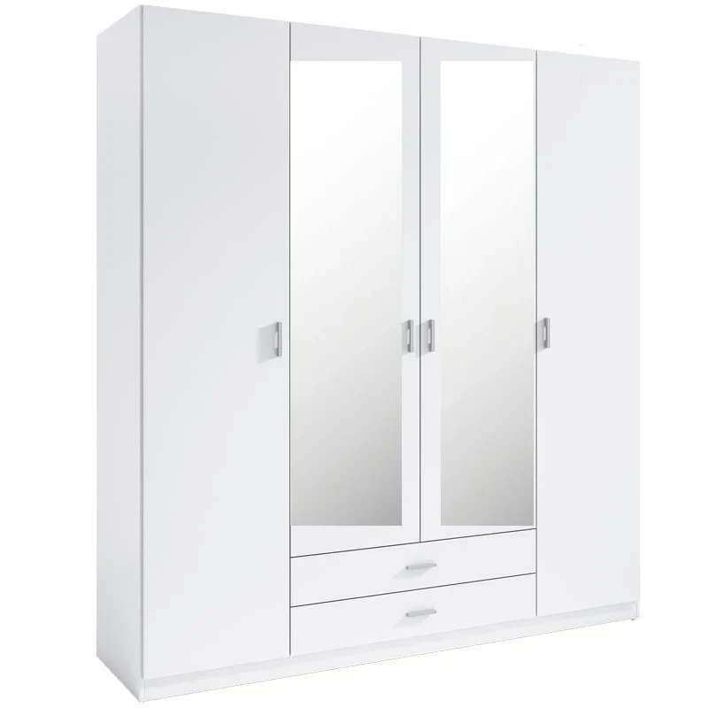 ARMARIO 4 PUERTAS + 2 CAJONES CON ESPEJOS "ROMA"- BLANCO MATE || [MONTAJE INCLUIDO]
