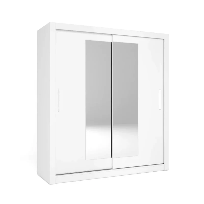 ARMARIO 2 PUERTAS CORREDERAS CON LUNAS "SAVA" | 182x201 - BLANCO MATE || [MONTAJE INCLUIDO]
