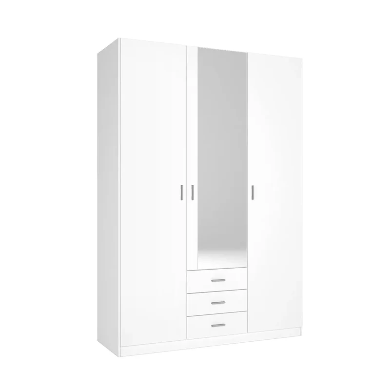 ARMARIO 3 PUERTAS + 3 CAJONES CON ESPEJO "ROMA" - BLANCO MATE || [MONTAJE INCLUIDO]