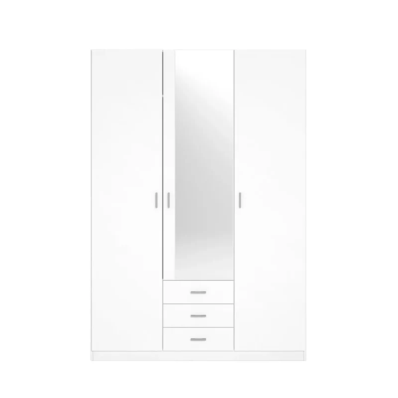 ARMARIO 3 PUERTAS + 3 CAJONES CON ESPEJO "ROMA" - BLANCO MATE || [MONTAJE INCLUIDO]