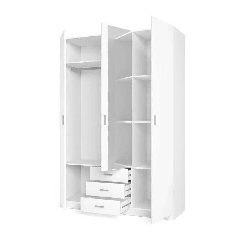 ARMARIO 3 PUERTAS + 3 CAJONES CON ESPEJO "ROMA" - BLANCO MATE || [MONTAJE INCLUIDO]