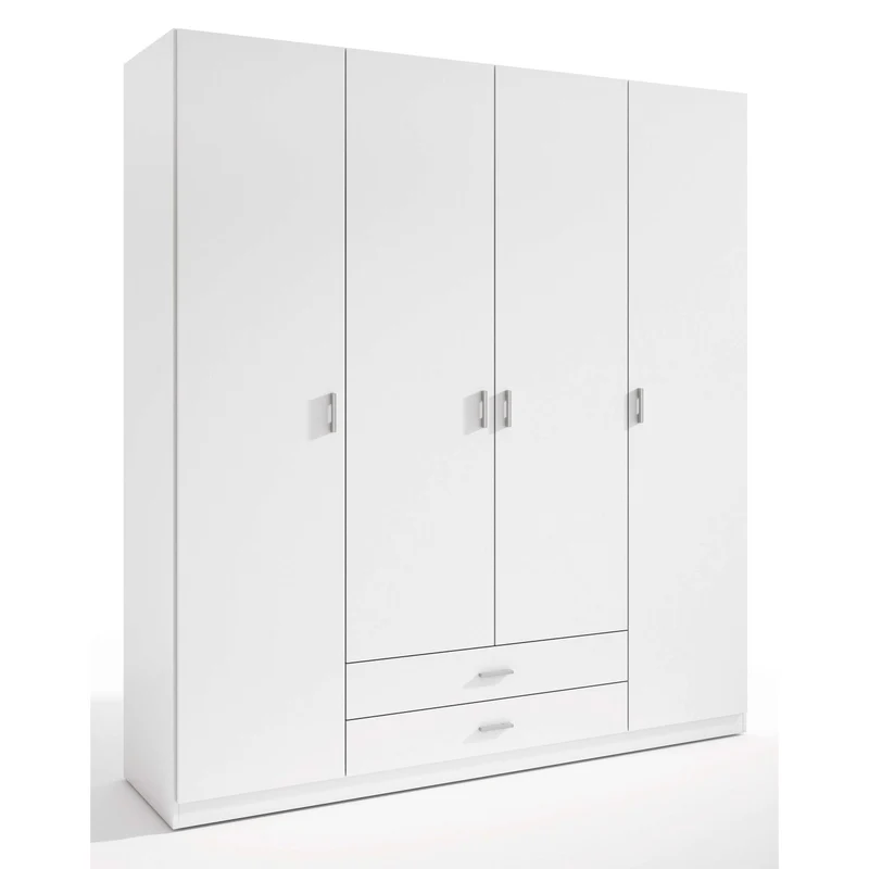 ARMARIO 4 PUERTAS + 2 CAJONES "ROMA" - BLANCO MATE || [MONTAJE INCLUIDO]