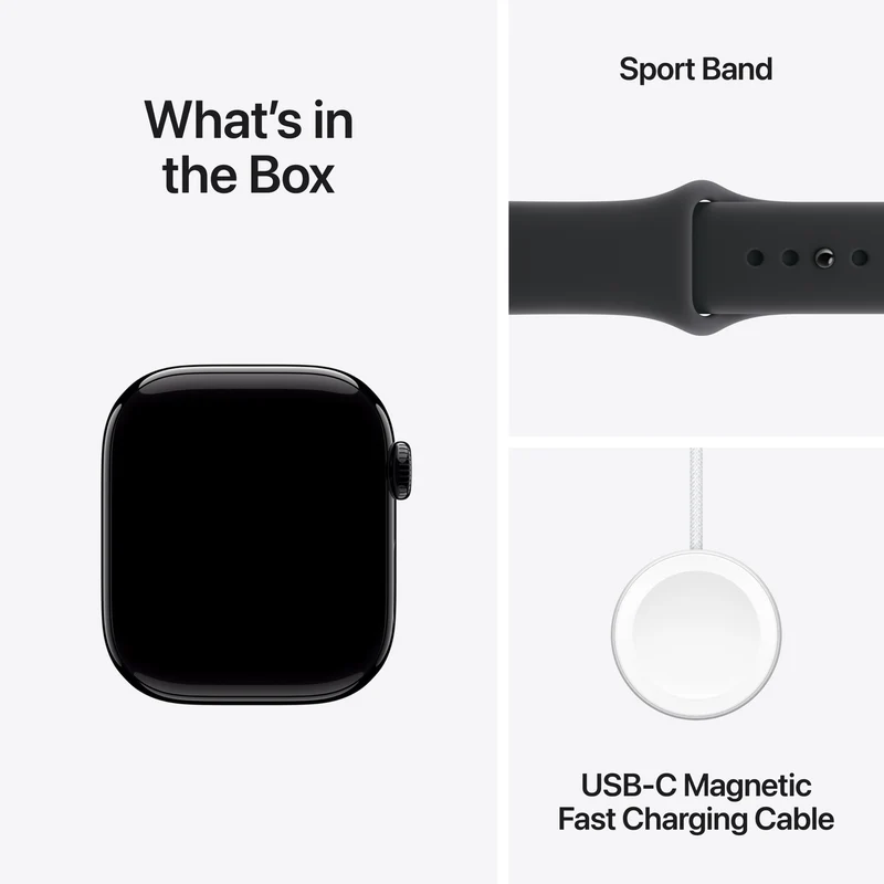 Apple Watch Series 11GPS42mmJet Black Aluminium Case - Black Sport Band S/M
