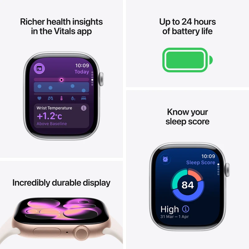 Apple Watch Series 11GPS42mmJet Black Aluminium Case - Black Sport Band M/L