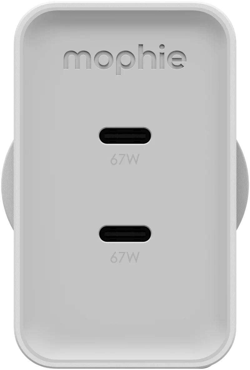 Mophie Speedport 67W 3-Port GaN + retractable 70cm USB-C cable Wall Charger White