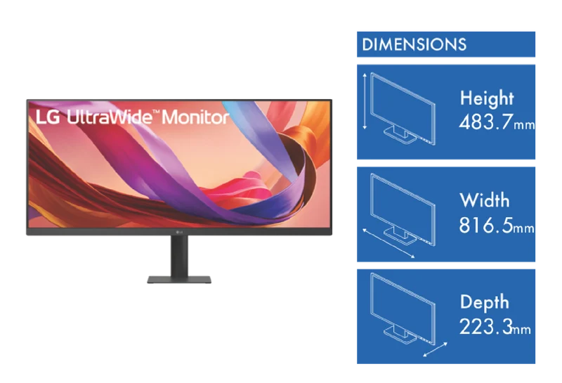 LG 34" UWFHD (2560x1080) 100Hz 1ms IPS Monitor