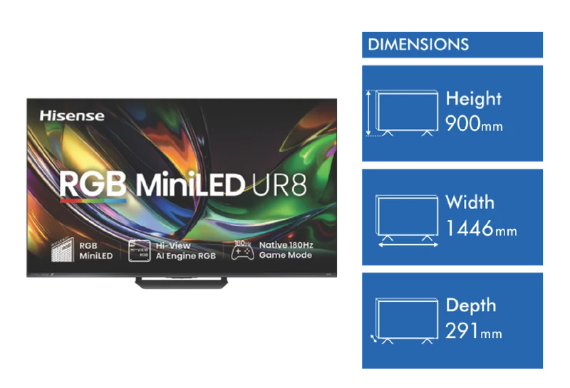 Hisense 65'' UR8SAU 4K RGB MiniLED 180Hz Smart AI TV 2026