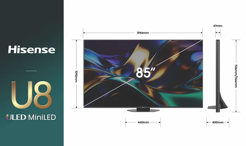 Hisense 85" U85AU 4K ULED MiniLED Hi-QLED 165Hz Smart AI TV 2026