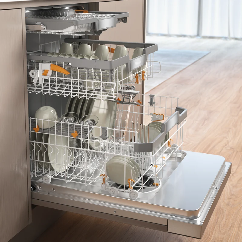 Miele 60cm XXL Semi-Integrated Dishwasher with AutoOpen Drying and PowerDisk Obsidian Black Fascia